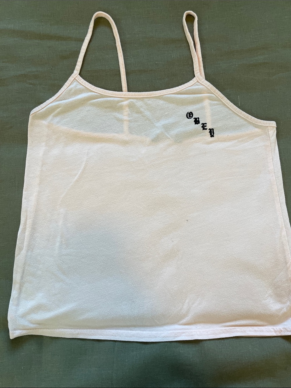 Obey baby pink Spaghetti-Strap Cami with Embroidered Logo